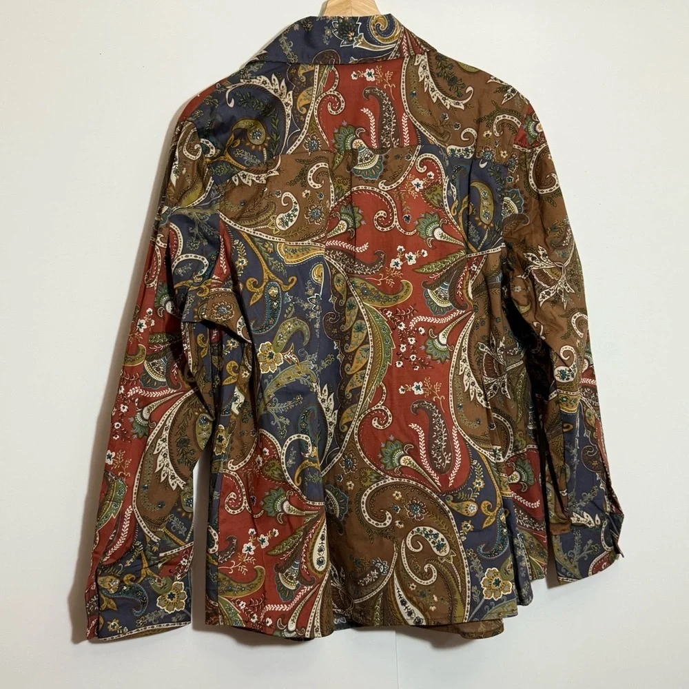 Coldwatercreek women’s Paisley Button-Up ling sleeves Shirt goblin core - Picture 4 of 7